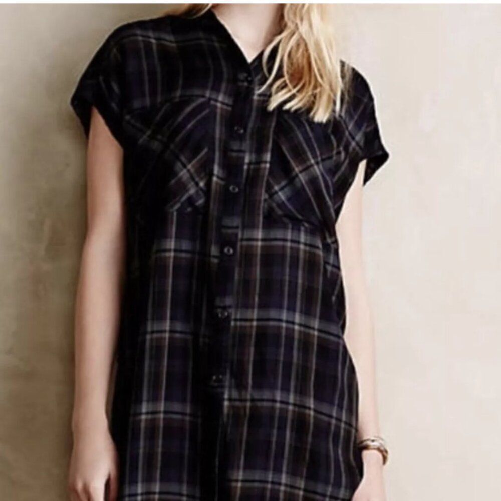 Holding Horses Oversized Plaid Tunic Dress XS “Cody” Casual Mini Dress